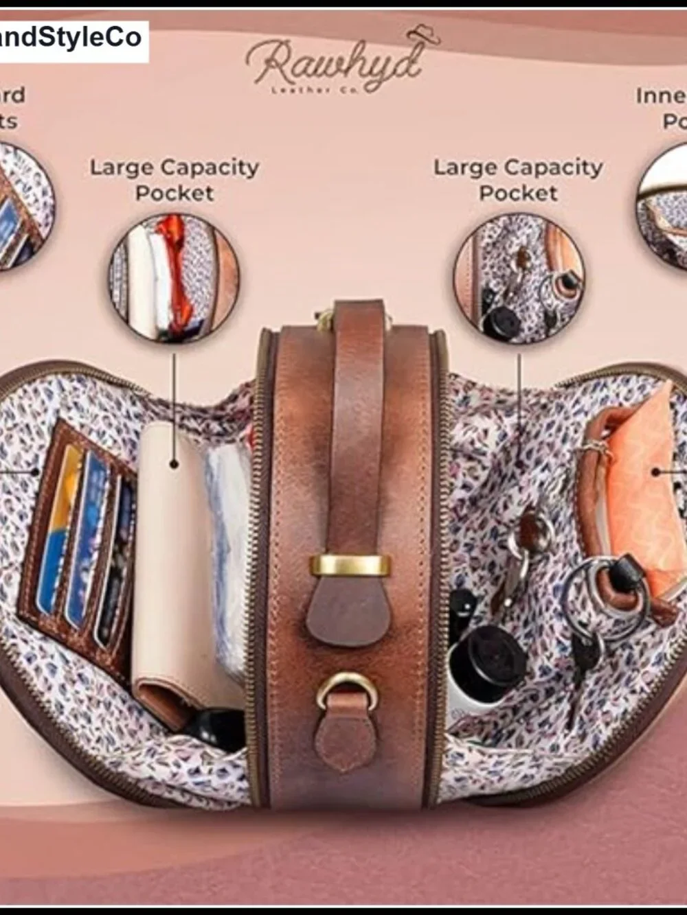 Hand-Stitched Full-Grain Leather Crossbody Bag with Adjustable Strap